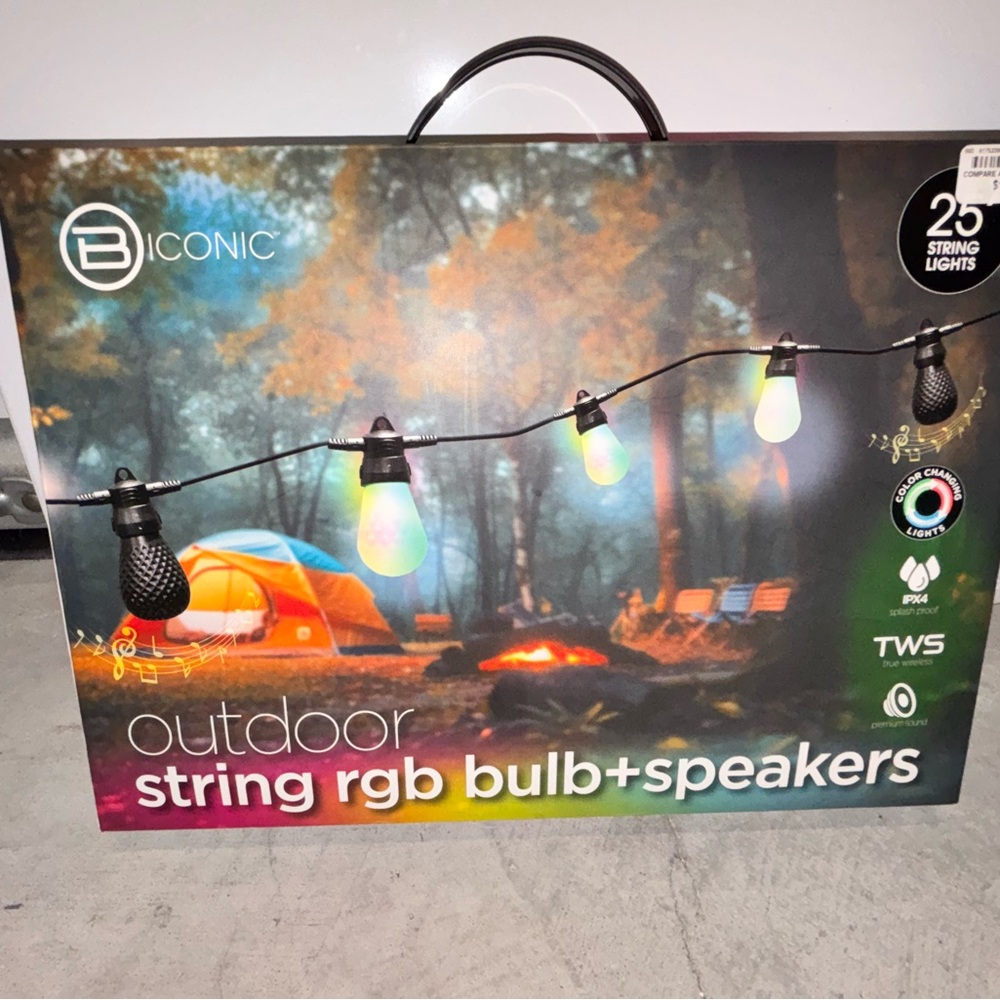 Iconic Outdoor String RGB Bulb + Bluetooth Speakers - Multi-Color
